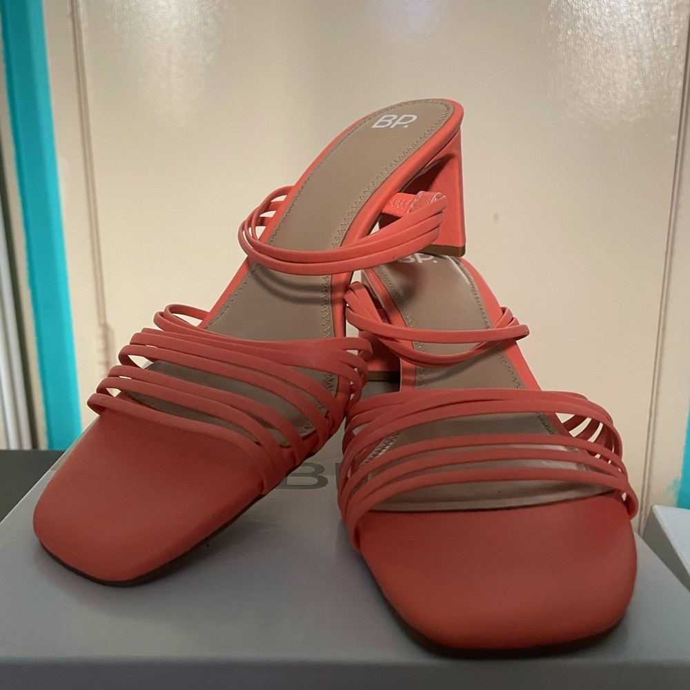 Coral Faux Leather BP Heels